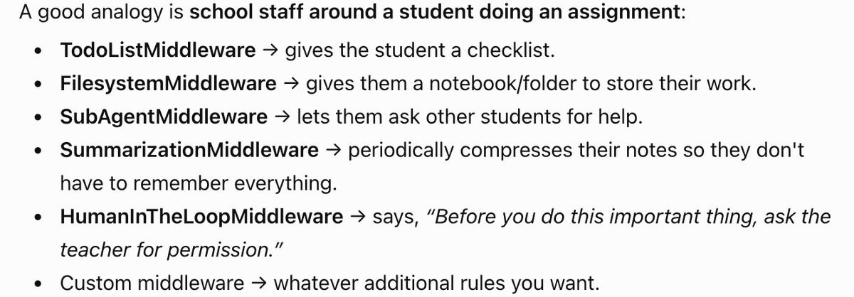 BifarinTheFifth's tweet photo. I really like this analogy of Middleware in Deep Agents (https://t.co/UwAkj3EdKq): https://t.co/B4BbS51qQv