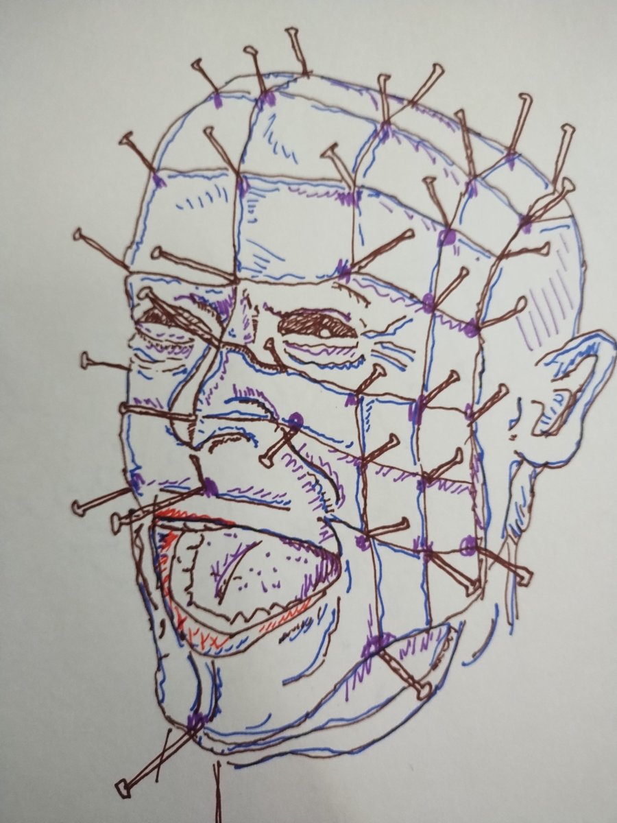 SovelJeremy's tweet photo. #hellraiser pinhead (hell priest)doodle i did tonight https://t.co/aphM0lhAgc