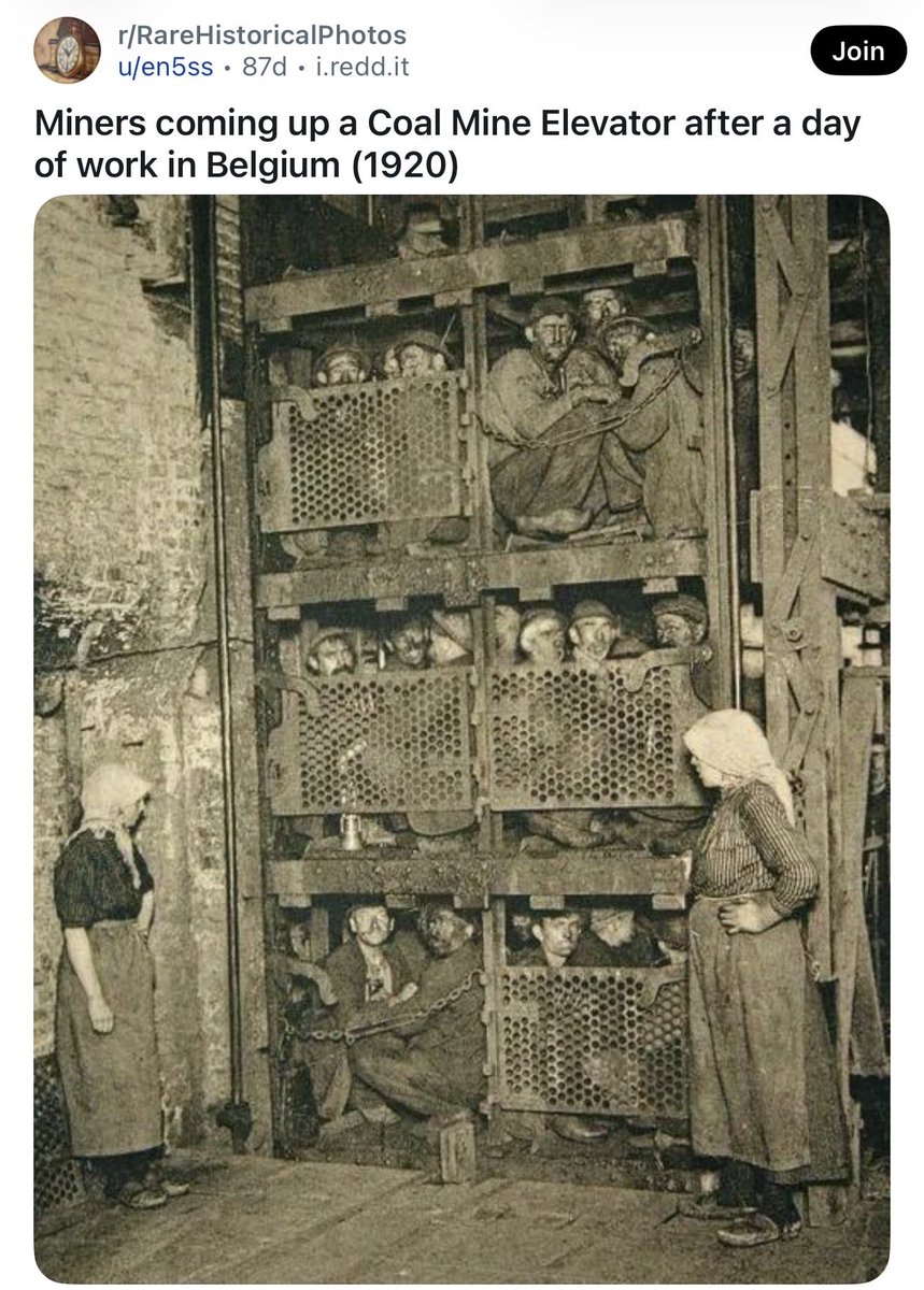 Cr7Godbrand's tweet photo. Lol. 1920. 

Look at the men in coal mines packed like sardines, black lungs, broken backs, dying at 30 just to provide for their families. You see any women in there with them? You think every man and womam could afford an education? 

Now tell me…were women "restricted" from doing that, or did women CHOOSE cooking and cleaning over doing that dangerous, disgusting, unhealthy job?

Like I said, advanced technology, social media, and access to easy air-conditioned jobs have made y'all foolish and delusional.

You have no idea what it was like to live back then as a man and as a woman. If men were down in that hellhole, imagine how good women who had desk jobs, nurses, midwives had it trying to survive on their own.