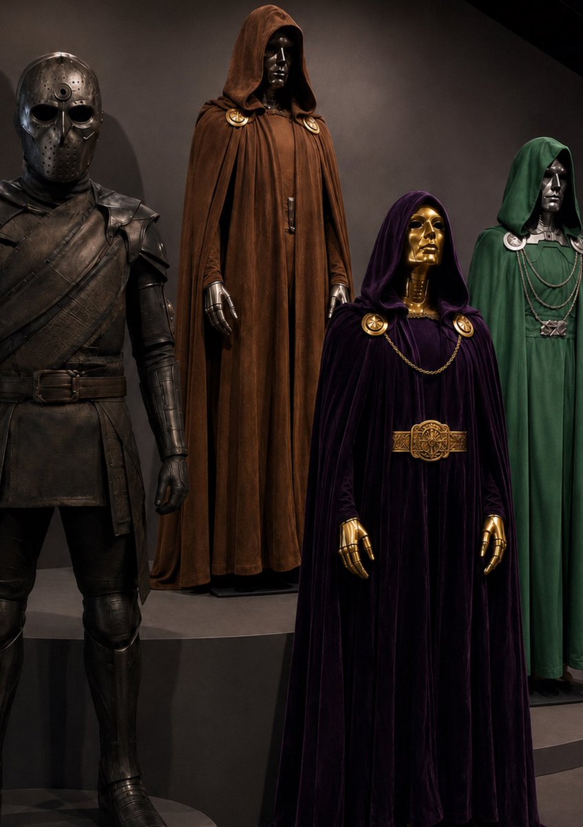 CultureCave_'s tweet photo. The Costumes of Doctor Doom’s witches in 'AVENGERS: DOOMSDAY' are on Display.

Two of them are rumored to be:

• Dr Strange (Benedict Cumberbatch)
• Wanda Maximoff (Elizabeth Olsen) https://t.co/CkUvpcfJGu