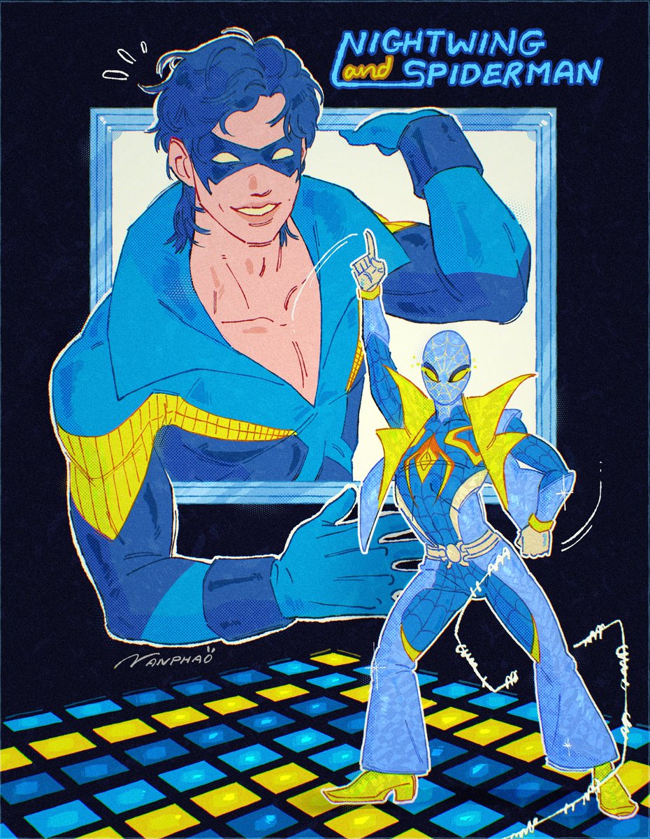 Nanphaom's tweet photo. Discos ദ്ദി ˉ͈̀꒳ˉ͈́ )✧
#Nightwing #Spiderman #fanartㅤㅤㅤㅤ https://t.co/wa9WoE6Zd8