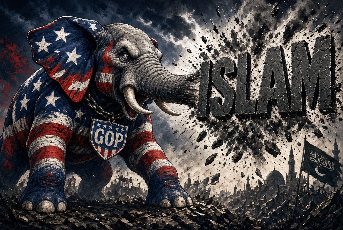 AmyMek's tweet photo. 🚨 THE ELEPHANT IN THE ROOM 

Republicans across the country are asking the same question out loud:

Why does this administration refuse to confront the threat of Islam in America? https://t.co/qzPNRK3OEo