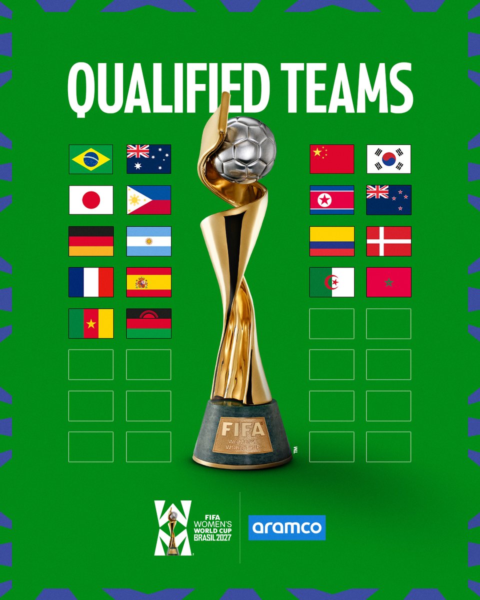 FIFAWWC's tweet photo. Two more spots have been taken at the #FIFAWWC 2027! 🎟️

@aramco | #GoEpic