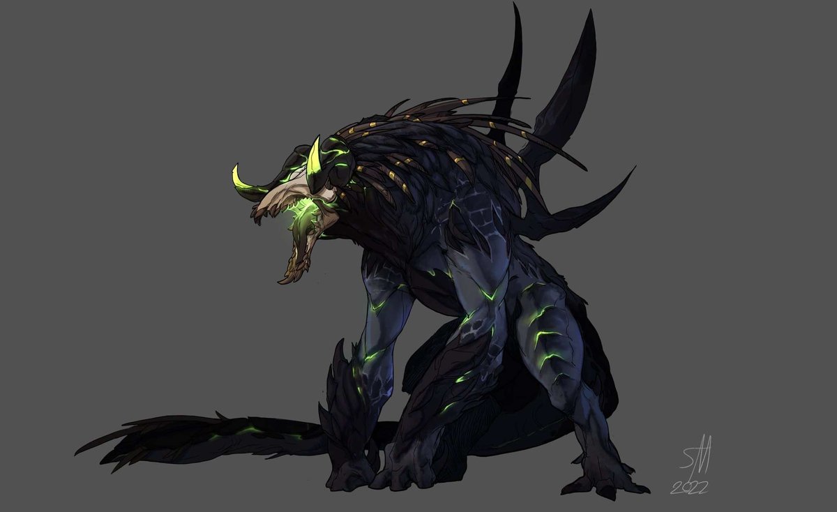 Velravyn's tweet photo. "Oh I bet vel's metamorphosis is just her but bigger and hotter-"

WRONG, IT IS A KAIJU THAT WILL CRUSH YOUR BONES. https://t.co/Q6qmRCvNAP