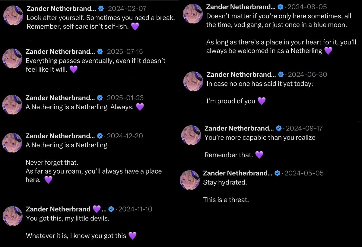 squeakyfops's tweet photo. Compiled kind words from Zanny if anyone needs to hear them💜 https://t.co/rUgd7MMzx8