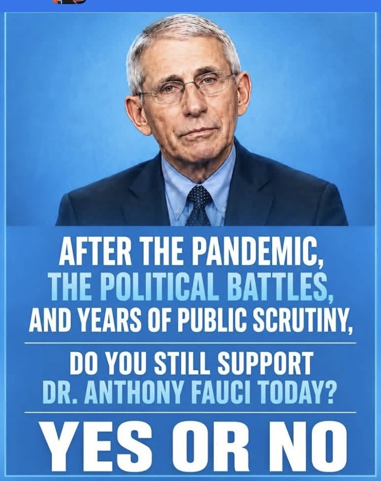 Suzierizzo1's tweet photo. Do you still support Dr. Fauci ? https://t.co/uzS8TG5mpF