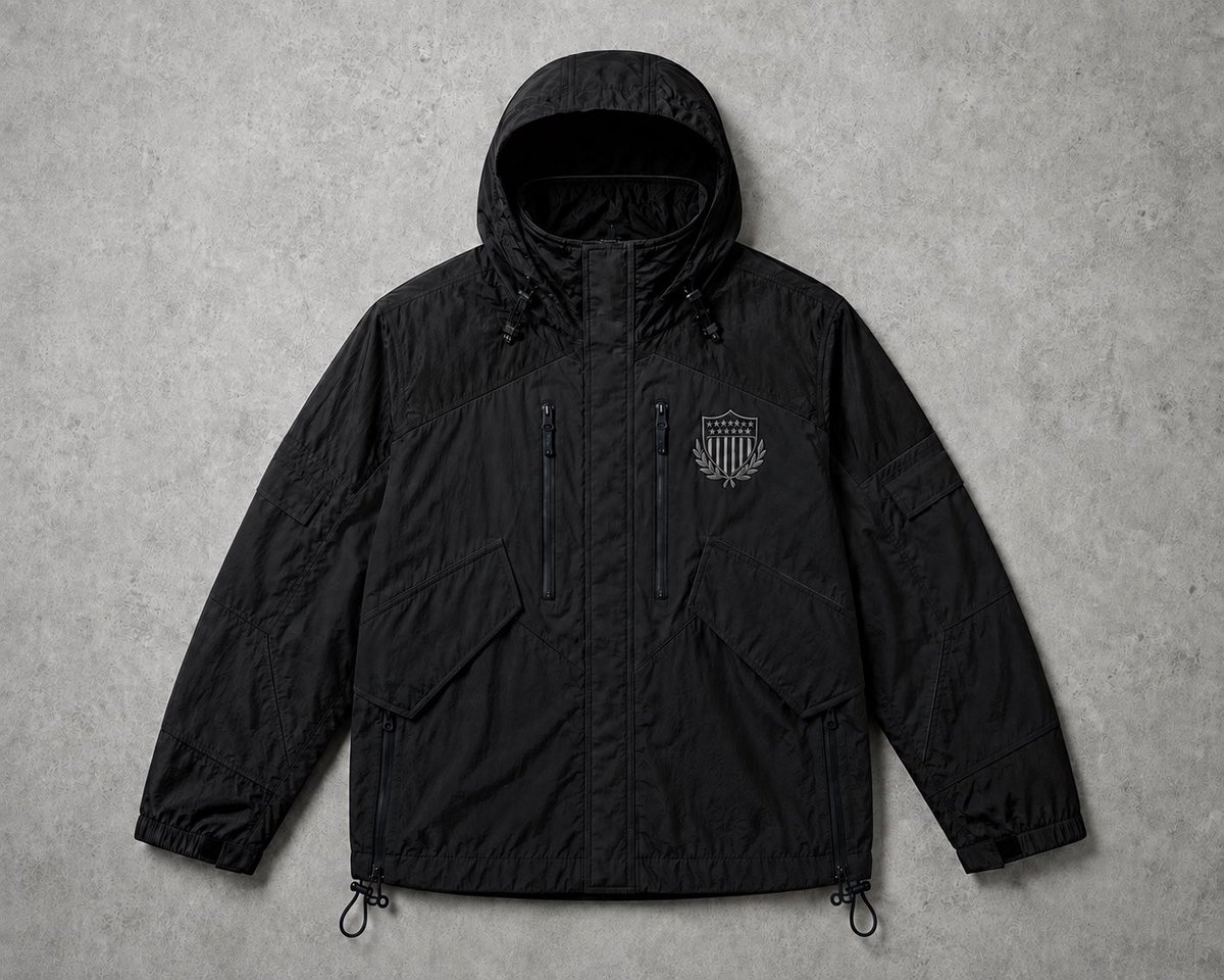 HiFashionGrypr's tweet photo. America First Wind Breaker/Outer Shell in Black https://t.co/i3dIsNVzV5