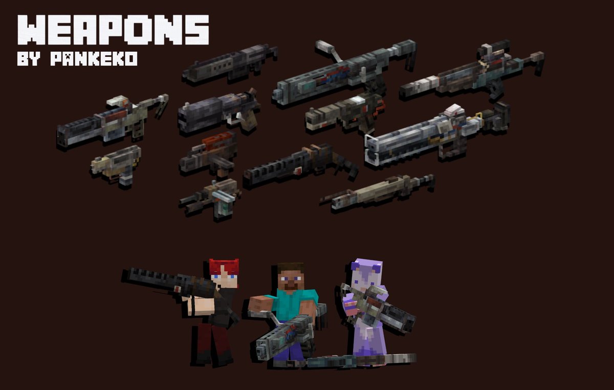 CarlosE81644291's tweet photo. Weapons

for a video featuring the protagonist

titled:
Can 100 players survive a Minecraft apocalypse?

#modelsminecraft #blockbesh #weapons #weaponsminecraft #mods #minecraft #comision #comisionopen #apocalypse #Minecraftmods https://t.co/pSo1GT9JyD