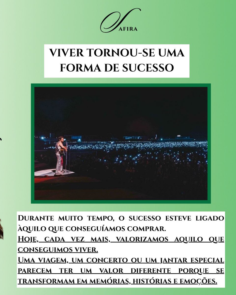 RevistaSafira's tweet photo. Estamos a viver mais… ou apenas a tentar provar que vivemos?

Viajar, ir a concertos, experimentar restaurantes, conhecer lugares novos, ter sempre planos.

Lê o artigo completo em https://t.co/XdZBb4ZP18

#sociedade #moments #fomo #experiencias #lifestyle https://t.co/T8xDHAjdX1