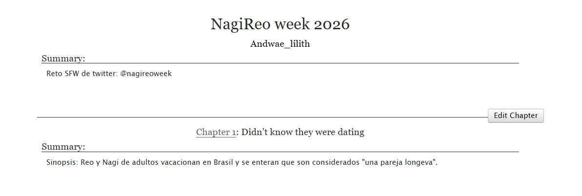 Andwae____'s tweet photo. #nagireo #nagireoweek2026  
Día 1: Didn’t know they were dating  

Sinopsis: Reo y Nagi de adultos vacacionan en Brasil y se enteran que son considerados "una pareja longeva"

AO3: https://t.co/xd0m2qeAgN https://t.co/HmULapE4R3