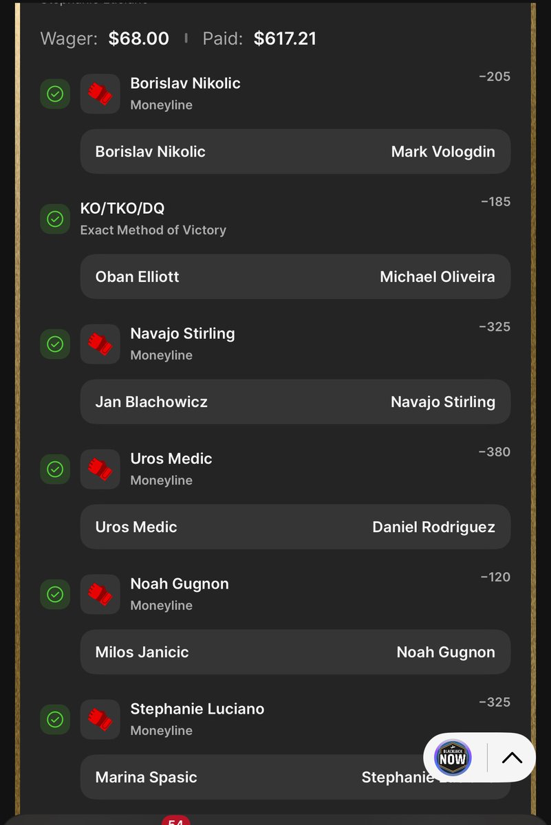 BartBetsALOT's tweet photo. Recent wins from the #UFCFightNight events from the last 3 weeks! Over 2k won. Had several other plays come up one leg short, but significantly profitable in the end! https://t.co/h9QxCedIG6