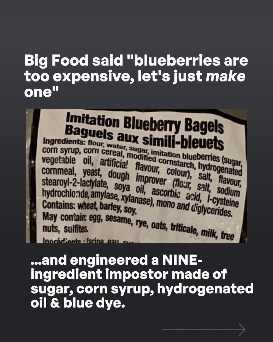 drmarkhyman's tweet photo. 9-ingredient imitation blueberries instead of the real thing… 

Big Food didn’t make a mistake here, this was a boardroom decision.

They engineered a fake fruit, put a picture of a blueberry on the bag, and banked on the fact that most people will never flip it over and read the label.

This is the food system we are living in — and it is making us sick.

Always read your labels. Question the packaging. And know that REAL blueberries (the ones that actually FEED your brain, reduce inflammation, and support your gut) are worth every penny.

You deserve real food.