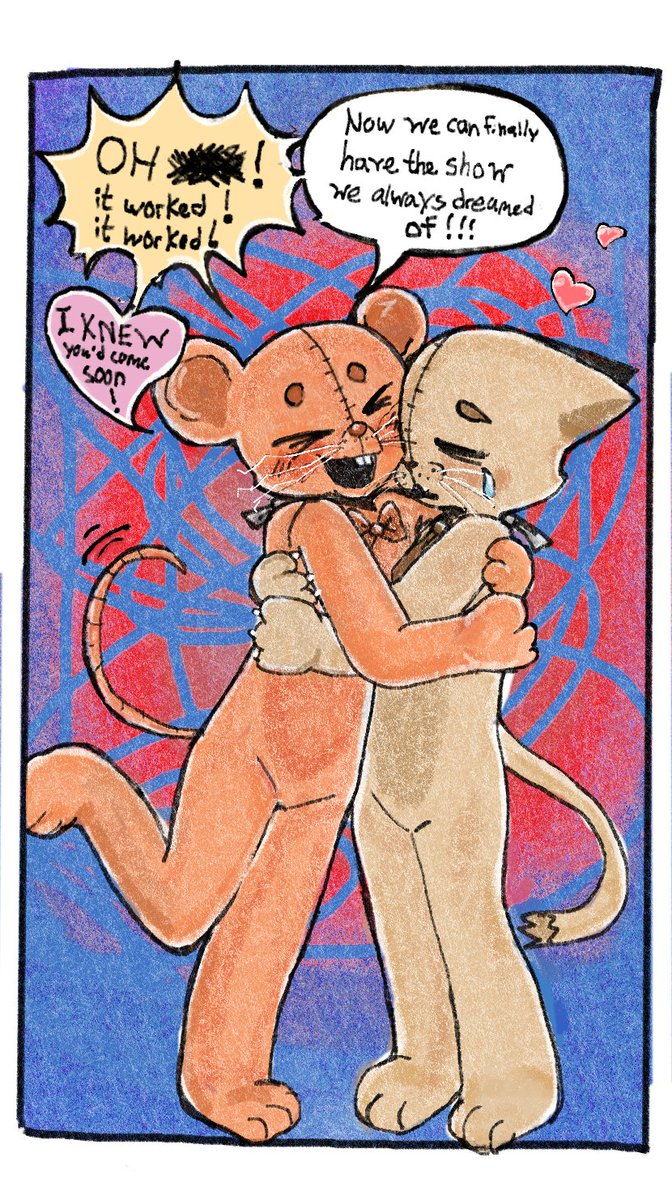 felineEntropy's tweet photo. should probably post this since i'm credited in the video for it...

pinky &amp; pepper forever redraw as rat and cat i did a few months ago for a friend

#fnac #fivenightsatcandys https://t.co/fhf9fl1kkh