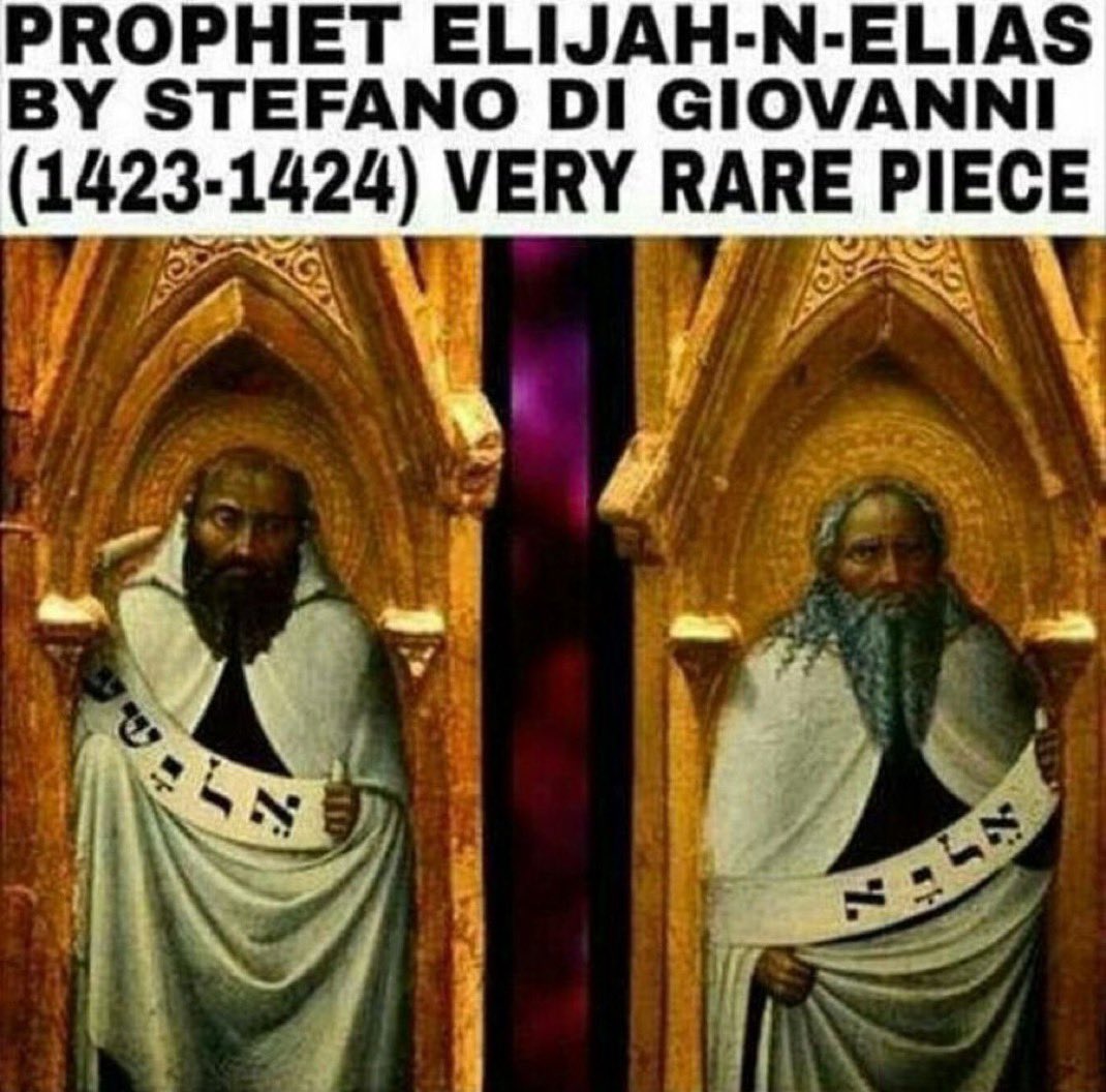 Coop3Big's tweet photo. 1400’s depiction of the Prophets 
Elijah and Elias, by Stefano Di Giovanni https://t.co/W3xfM9YV27