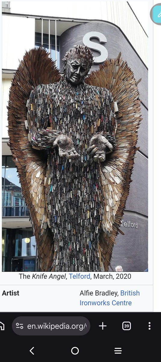 MichelleMa99153's tweet photo. @ChaplaineJimS @TruthFairy131 England's "traveling" statue made with blades used in crimes! https://t.co/Pg3G0AoLSj