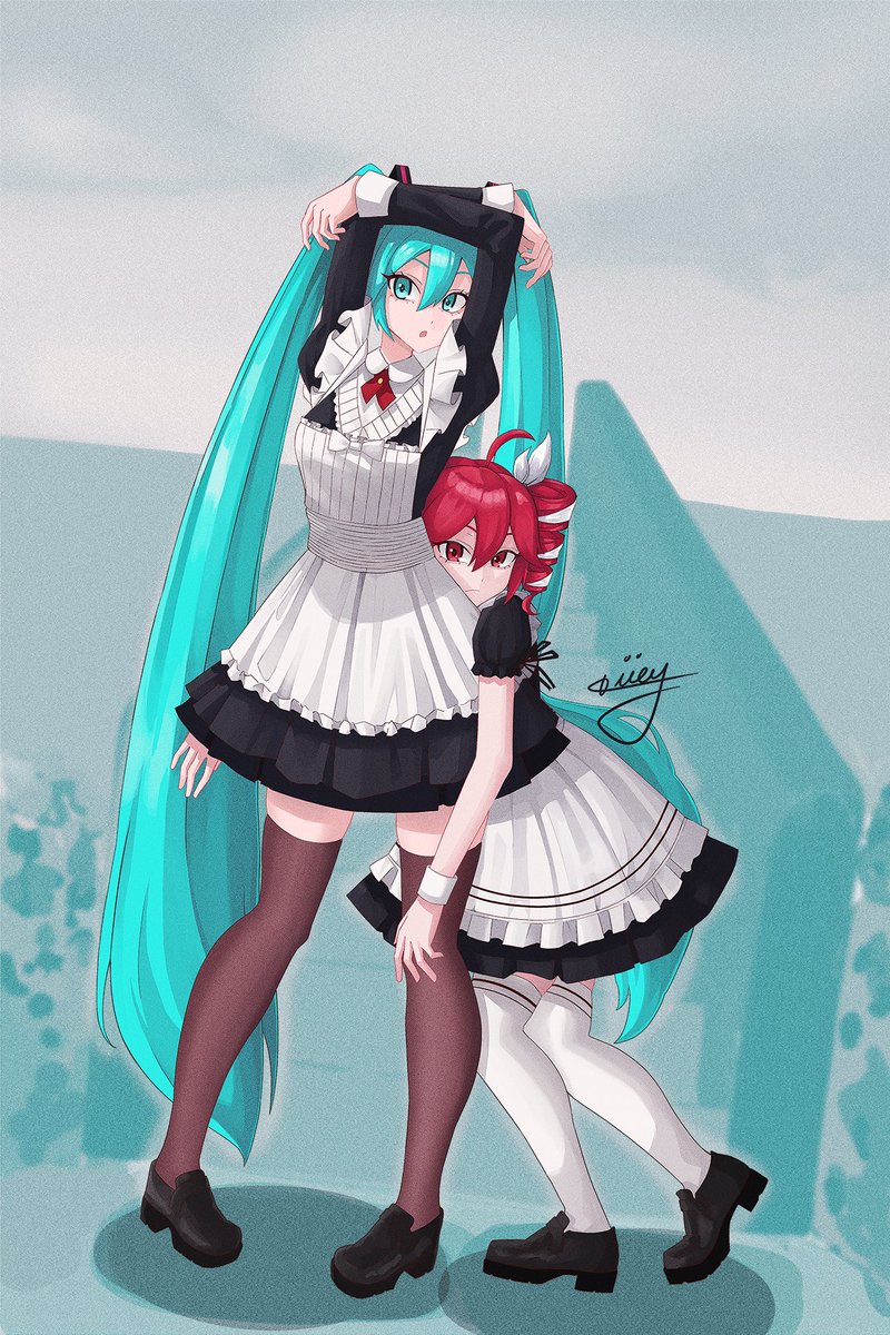 viiey000's tweet photo. Miku and Teto Maids #kasaneteto #vocaloid #fanart https://t.co/eyYBAUgvWY