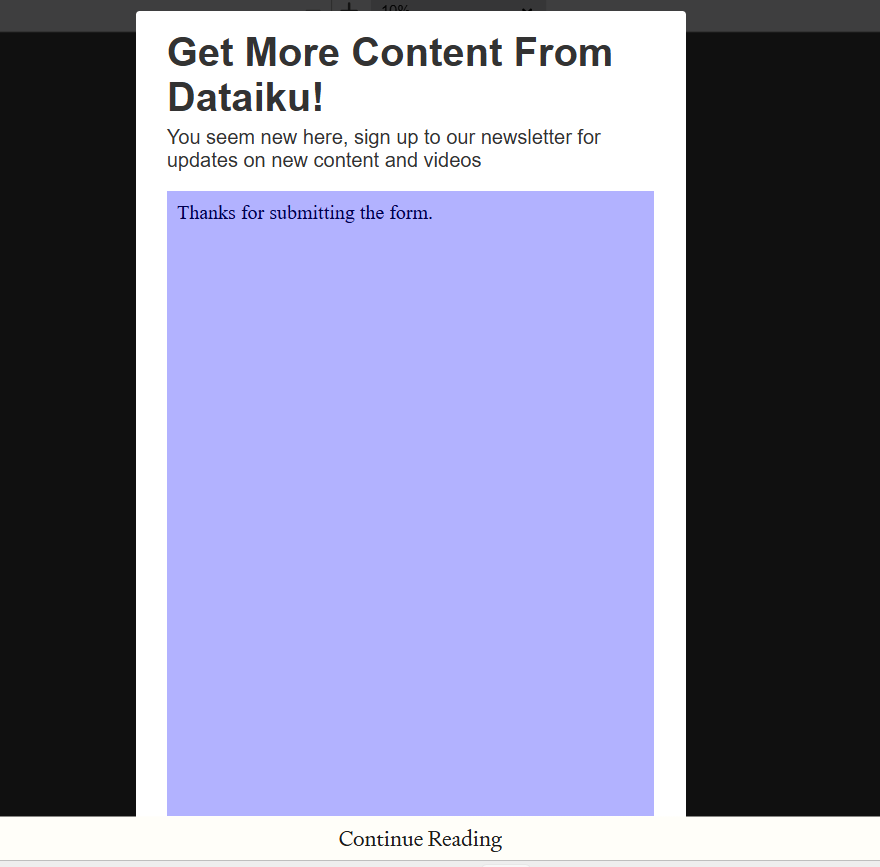 singhpankaj99's tweet photo. @dataiku good content, but so hard to read it any e-book on your site even after multiple email submissions. Can add a simple X button to that form please? https://t.co/57ui1xJiyH