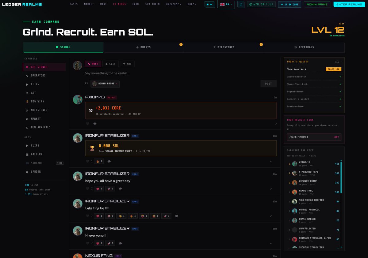 ledgerealms's tweet photo. @THZ_GOAT @aminacov // Sign up here https://t.co/DgjVTMkuuy and proceed to your Earn Command: https://t.co/Ptu8AT9VNt https://t.co/mM65LP7hoS