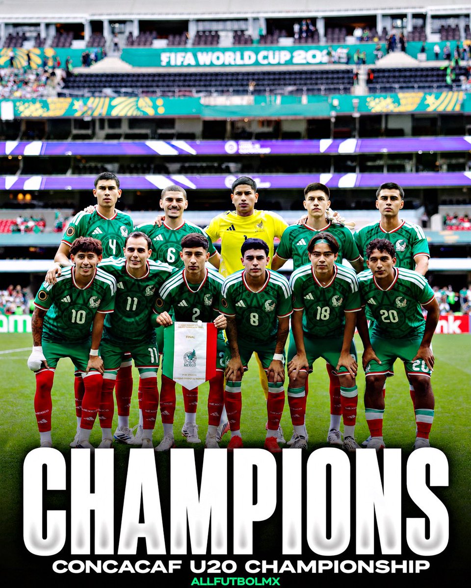 AllFutbolMX's tweet photo. 🚨🤯 FINAL: MEXICO’S U20 ARE CONCACAF CHAMPIONS AFTER A DOMINANT 2-0 WIN AGAINST THE UNITED STATES IN THE FINAL! 🇺🇸

KINGS OF CONCACAF. ❤️🏆👏🏼 https://t.co/4OFcxp87iB