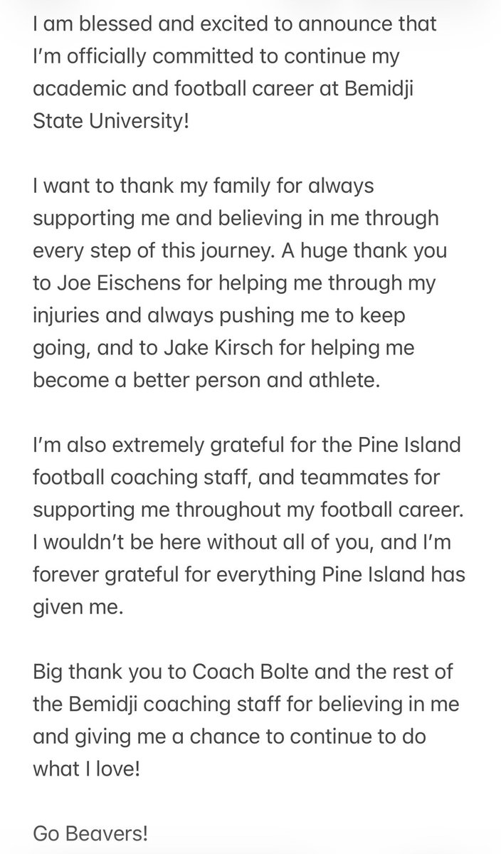 cody_schiltz's tweet photo. 100% COMMITED!
Go beavers🦫 
@CoachBolte @BSUBeaversFB @coachjakekirsch @PIFootball https://t.co/W7UIXfzHaF