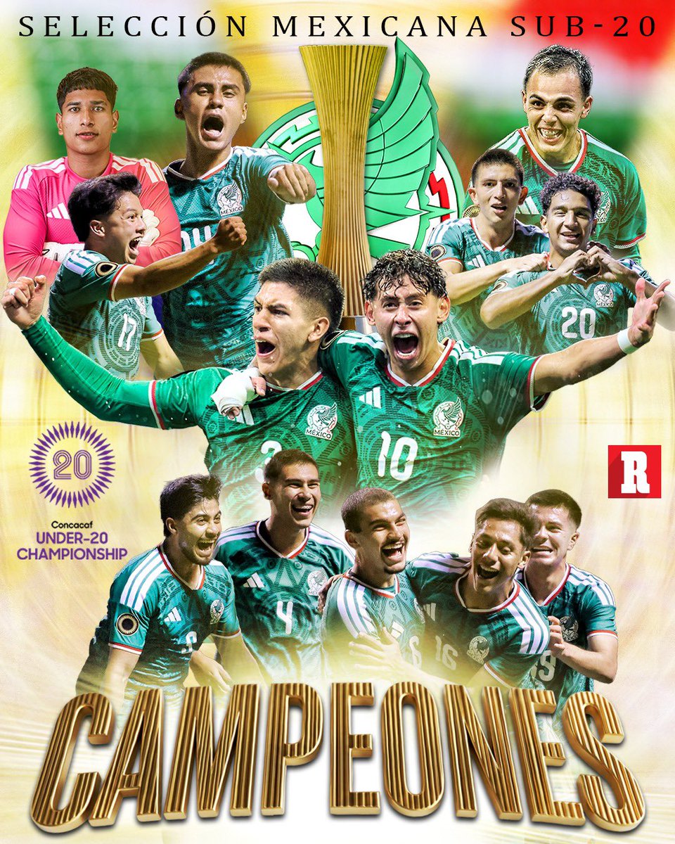 record_mexico's tweet photo. ¡LO HICIERON, MUCHACHOS! ¡MÉXICO ES CAMPEÓN! 🥺👏🇲🇽🔥

México Sub-20 venció 2-0 a Estados Unidos y se consagró campeón.

Dejaron el alma señores y hoy levantan el título en el Estadio Azteca. ¡ES HERMOSO! 🏆🥹 https://t.co/3K6InJS1i3