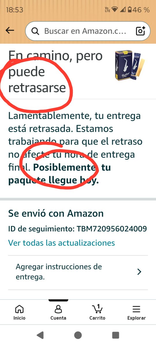 TumbaBotss's tweet photo. @amazonmex 
@amazon 
#amazonfraudulento 

Después de 4 días, se atreven a decir que ahora sí, POSIBLEMENTE llegará...
Es el colmo de la irresponsabilidad!

Ojalá @Profeco se digne ver casos cómo el de estas empresas que se escudan detrás de sus aplicaciones. https://t.co/8vyqOVXl3G