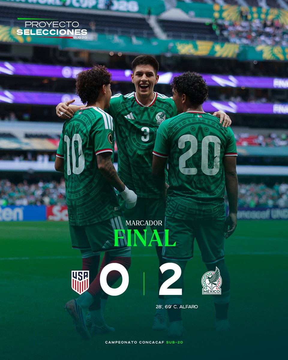 miseleccionsubs's tweet photo. #Sub20 | ¡Victoria y título! 🤩

Derrotamos a Estados Unidos en nuestra casa y somos Bicampeones del Campeonato Concacaf Sub-20. 👊

https://t.co/M8f1V0fWXi 📰

#ProyectoSelecciones 🇲🇽 https://t.co/CWeAfeYdOT