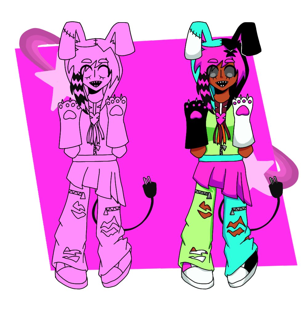 CHA1NJAWS's tweet photo. @electriscera mine from 2019 (2018??) vs 2026 😭✌️ theres definitely worse art of mine from that young out there but this one is especially funny https://t.co/4pDgrGWks1
