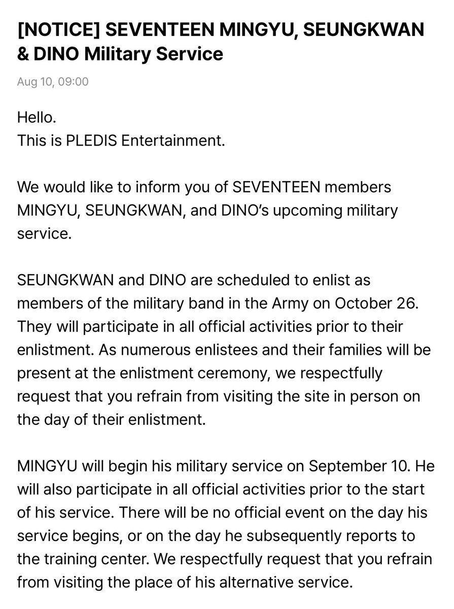 coupslovre's tweet photo. SEVENTEEN MINGYU, SEUNGKWAN AND DINO MILITARY SERVICE

Seungkwan &amp; Dino - October 26
Mingyu - September 10 https://t.co/HcoJQaP7yd