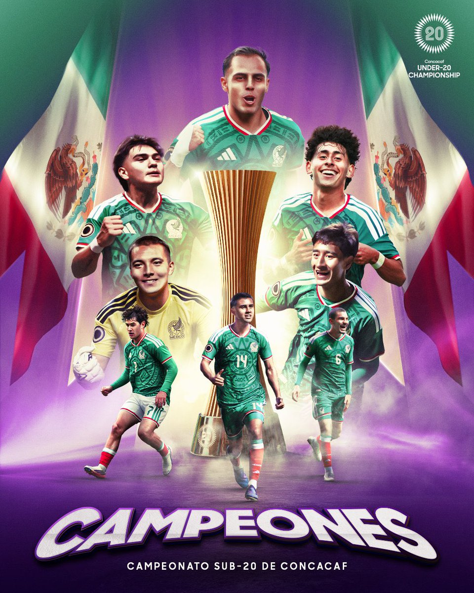azucenau's tweet photo. 🇲🇽🏆 ¡El Tricolor Sub-20 se corona en Concacaf!

México venció a Estados Unidos en la final y levantó el título del Campeonato Sub-20 de Concacaf. https://t.co/cTxBSPnQAl