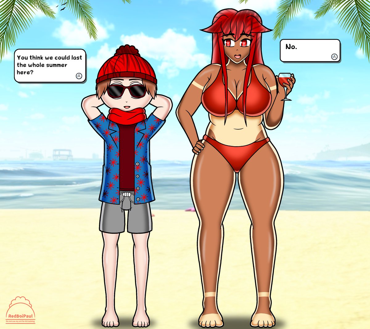 RedBoiPaul's tweet photo. At The Beach w/ a Friend  🌊☀️

(Lara’s OC Owner: @sm_pai)

#artmoots 
#artshare 
#OC 
#ocfanart https://t.co/yfPu5Aa2sR