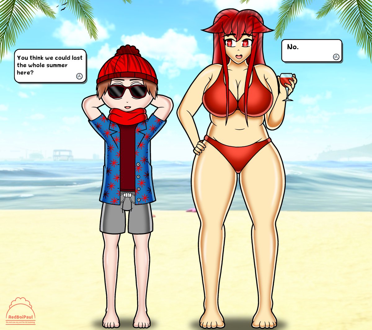 RedBoiPaul's tweet photo. At The Beach w/ a Friend  🌊☀️

(Lara’s OC Owner: @sm_pai)

#artmoots 
#artshare 
#OC 
#ocfanart https://t.co/yfPu5Aa2sR