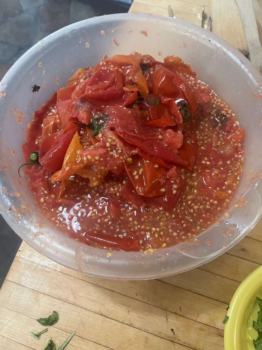 RepThomasMassie's tweet photo. Canned tomato sauce this weekend. Ate some too! Started out as 50lbs of homegrown tomatoes and basil and jalapeños. Removed the skins and seeds first. Added shredded beets to the jars on the left for color. Salt, olive oil, sautéd onion, and garlic. Sooo good! https://t.co/u61Kfeps1y