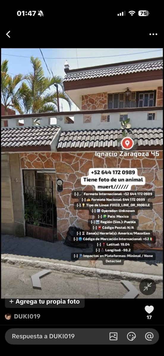 Wiwiwiwi1f's tweet photo. +52 644 172 0989
Su otro numero
+380 98 011 9345
Rodolfo felix valdez se hace llamar el pendejo 
📞 Formato Internacional: +52 644 172 0989
✍️ Formato Nacional: 644 172 0989
💡 Tipo de Línea: FIXED_LINE_OR_MOBILE
📶 Operador: Unknown
🌍 País: Mexico
 🏙️ Región (Sim.): Puebla https://t.co/nv2pe6qazu