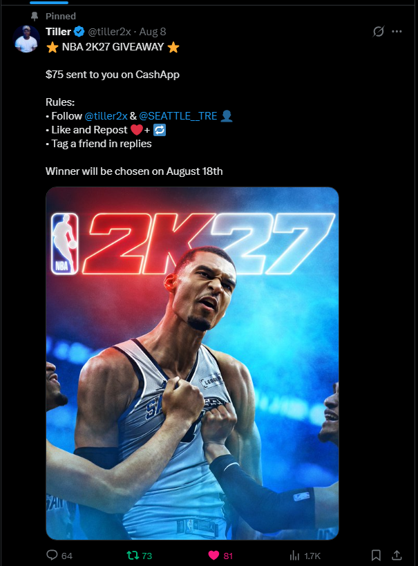 UnCommonVision's tweet photo. @tiller2x @SEATTLE__TRE Done and done. Hope I win. 🤞🏿

@MrGlassGamingYT https://t.co/TK4jQvN6km