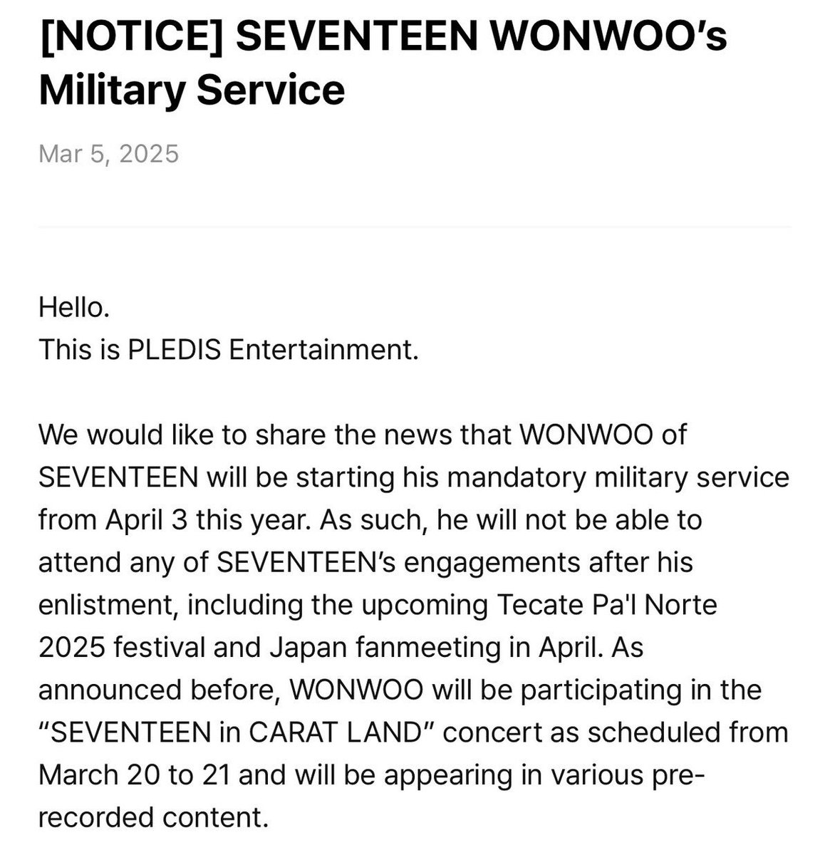 urijib_mw's tweet photo. announced enlistment &amp; predicted discharge dates: 

wonwoo: april 3, 2025 | january 2, 2027
mingyu: september 10, 2026 | june 9, 2028 https://t.co/koYJz7B5OH