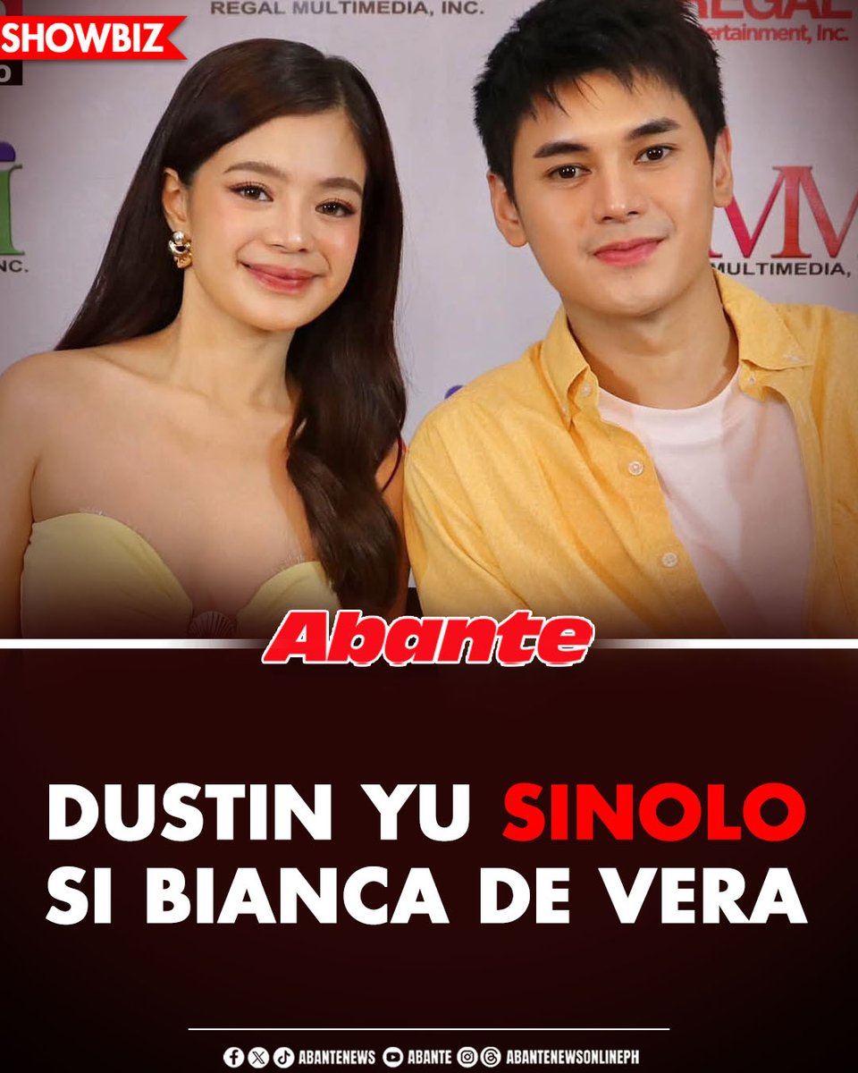 AbanteNews's tweet photo. Napatili sa tuwa ang mga faney nina Dustin Yu at Bianca de Vera dahil nag-announce na nga ang Regal Entertainment. Inc. tungkol sa pelikulang pagtatambalan ng magka-love team.
 
BASAHIN: https://t.co/LXYv0plUjg https://t.co/QeM6nckMun