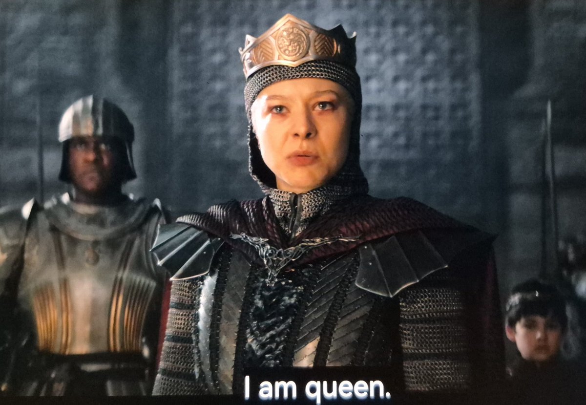 jjmileo's tweet photo. “I am queen. The old man forgets. I wear my father's crown and sit his throne with six dragons at my heel. You will not deny me my right a second time.” YESSS MY QUEEN RHAENYRA https://t.co/WQOSAHjrmt