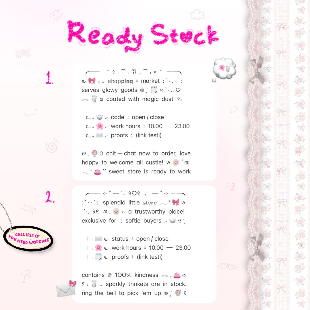wordinh's tweet photo. ⠀
𝗄𝗂𝗇𝖽𝗅𝗒 𝗋𝖾𝗉𝗈𝗌𝗍 𝗅𝗈𝗏𝖾  ..  ♡%

🍥🎀  made with love  ..  < BIO WABIS WORDING >  🥛  6.000 coins @ each, yippie!  💌  yuk jajaaan sebelum kehabisan  🌸  take via dm yaaa, darling!  🍧

  #bealanja rs ready stock https://t.co/YONbJXaxsm