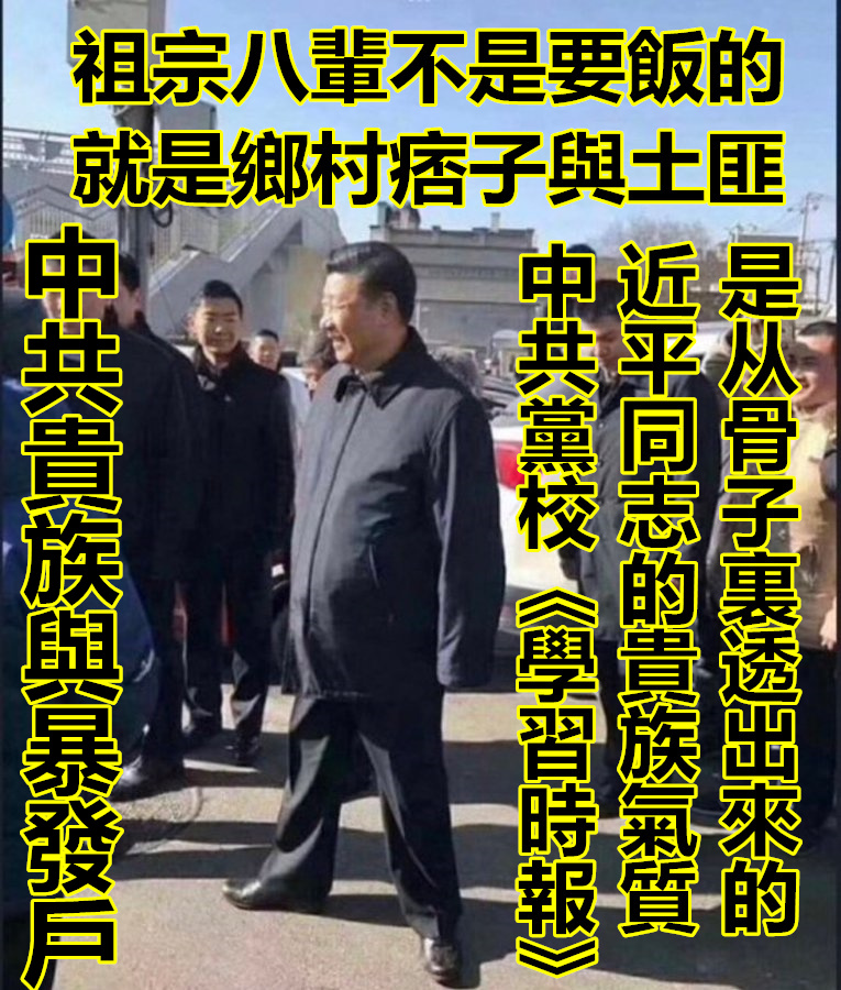 xin2179's tweet photo. 中共《学习时报》
“平民情怀、贵族气质，
近平同志的贵族气质，
是骨子里透出来的”。

土匪习仲勋：
“我的祖籍在河南邓县，
那时祖父只有二亩半地，
日子过得很苦，加之天灾、
民不聊生，全家逃到了陕西富平”

贵族必须有贵族血统！坐过一次英女王的马车 就可以从骨子里透出来贵族气质吗？！ https://t.co/Esw2dfIIPn