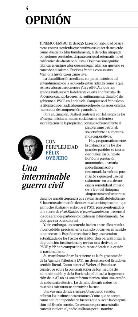plinio54's tweet photo. Esto de Félix Ovejero en “El Mundo” hoy 👇👇 https://t.co/D9x3yhiCXi
