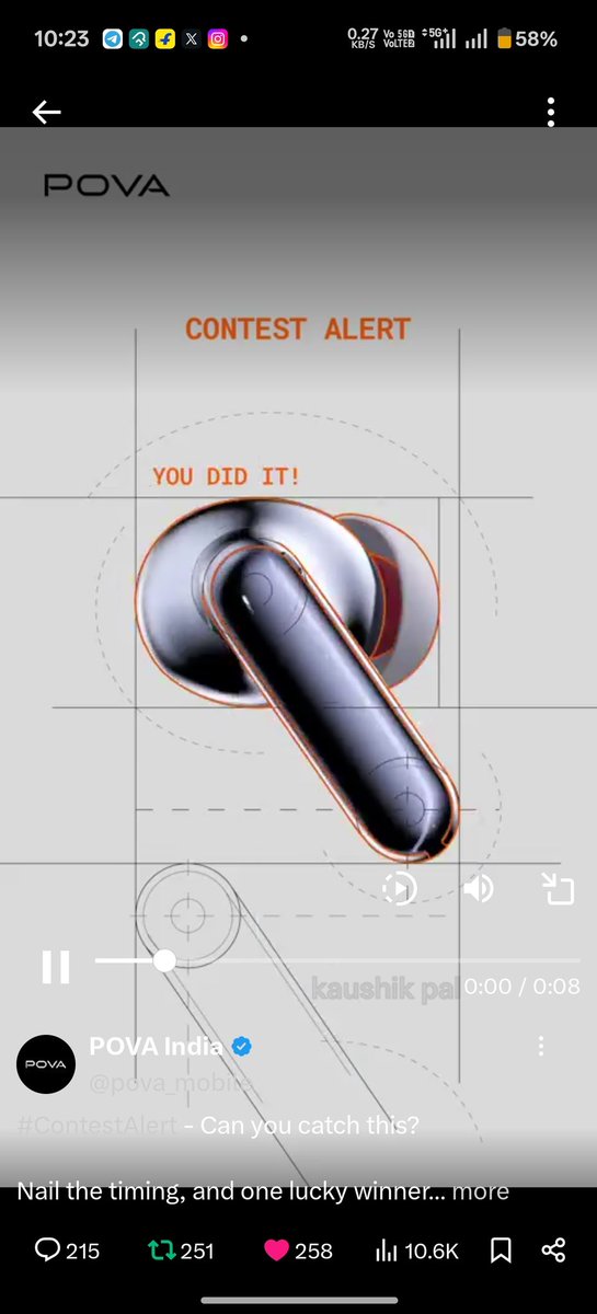 Paul2Prans's tweet photo. @pova_mobile Here's my screenshot.

 #ContestAlert 
#POVA | #POVAAIBudsPro
@pova_mobile

Tagging 
@HetalWadhan 
@DipakKu84762434
@MunmunD77420711 
@GODBLES321 
@PritiNivoriya https://t.co/AsrWiwRuQP