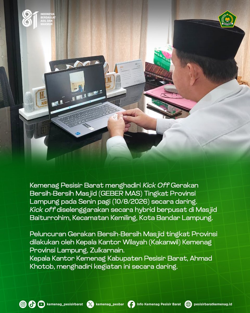 kemenag_pesbar's tweet photo. Perkuat Ekoteologi dan Kemakmuran Masjid, Kemenag Pesisir Barat Sukseskan Gerakan GEBER MAS
Selengkapnya : https://t.co/1R87rm9oKi
#KemenagBerdampak #PesisirBarat #BimasIslam #GEBERMAS https://t.co/frgVt2FLHQ
