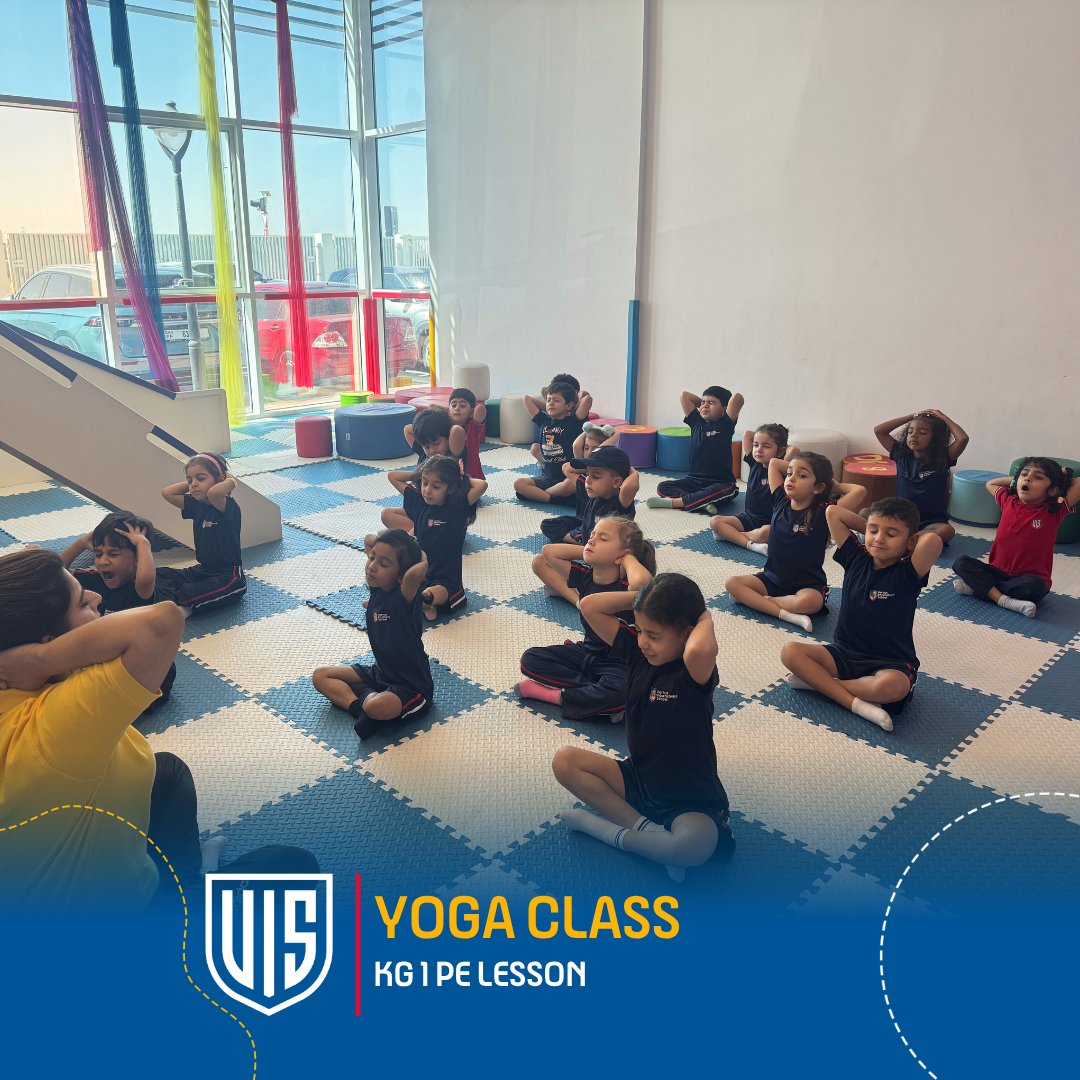 VISDubai's tweet photo. Stretch, breathe, and grow! Our KG1 students enjoyed a fun and energizing yoga session during their PE lesson, building balance, flexibility, focus, and mindfulness while having fun. 🌿💙

#VISDUbai #KG1 #Dubai #PhysicalEducation #KHDA #YogaForKids #DSO  #LearnPlayGrow https://t.co/v9QjWncwO6