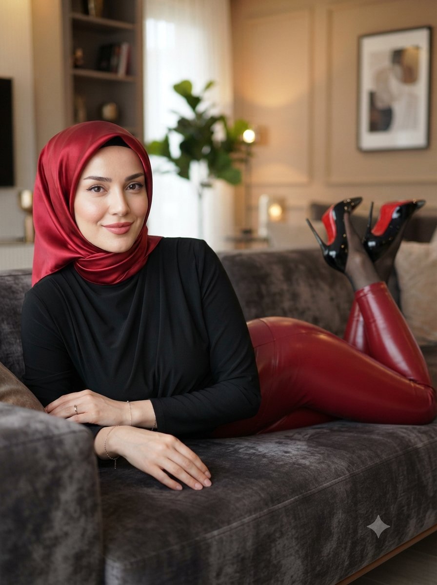 hijabmodelai's tweet photo. Topuklu ayakkabılı rugan deri taytlı siyah ince ten çoraplı ipek eşarplı modern türbanlı Esra 💫🔥✨🌟 https://t.co/tm5YMhz5VL