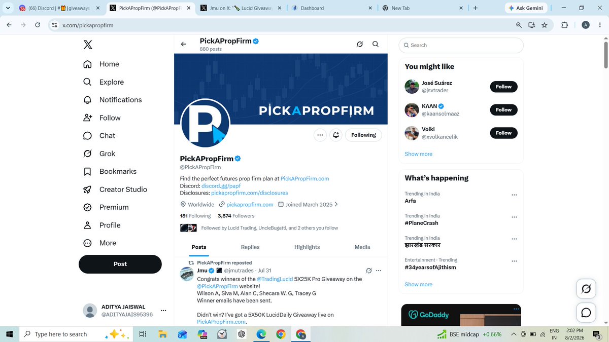 ADITYAJAIS95396's tweet photo. @jmutrades @TradingLucid @PickAPropFirm Be profitable 
@mr_nobody_2407 @OshhOk @crypto_king34 https://t.co/Xf0aSOxj7S