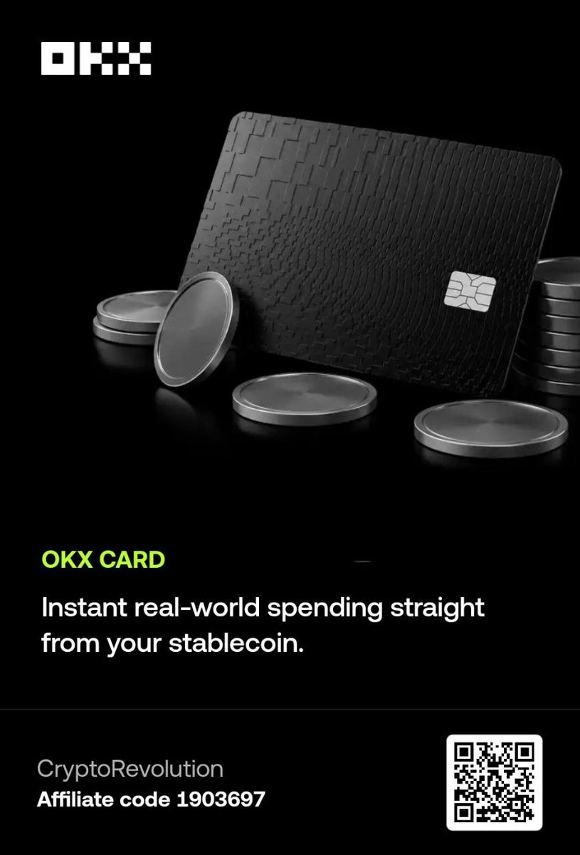 revolut20's tweet photo. Crypto spending should feel this simple.

Meet the OKX Card! Built to turn your stablecoins into real-world payments.

⚡ Spend stablecoins directly
🌍 Use it wherever cards are accepted worldwide
💰 Up to 10% cashback on eligible purchases
📈 Up to 10% APY on eligible Pay Wallet balances
🚀 Instant top-up
💎 Zero spread

No need to constantly move funds around. Hold your crypto, spend when you need it.

👉 Get your OKX Card:
https://t.co/v025wqDkWa