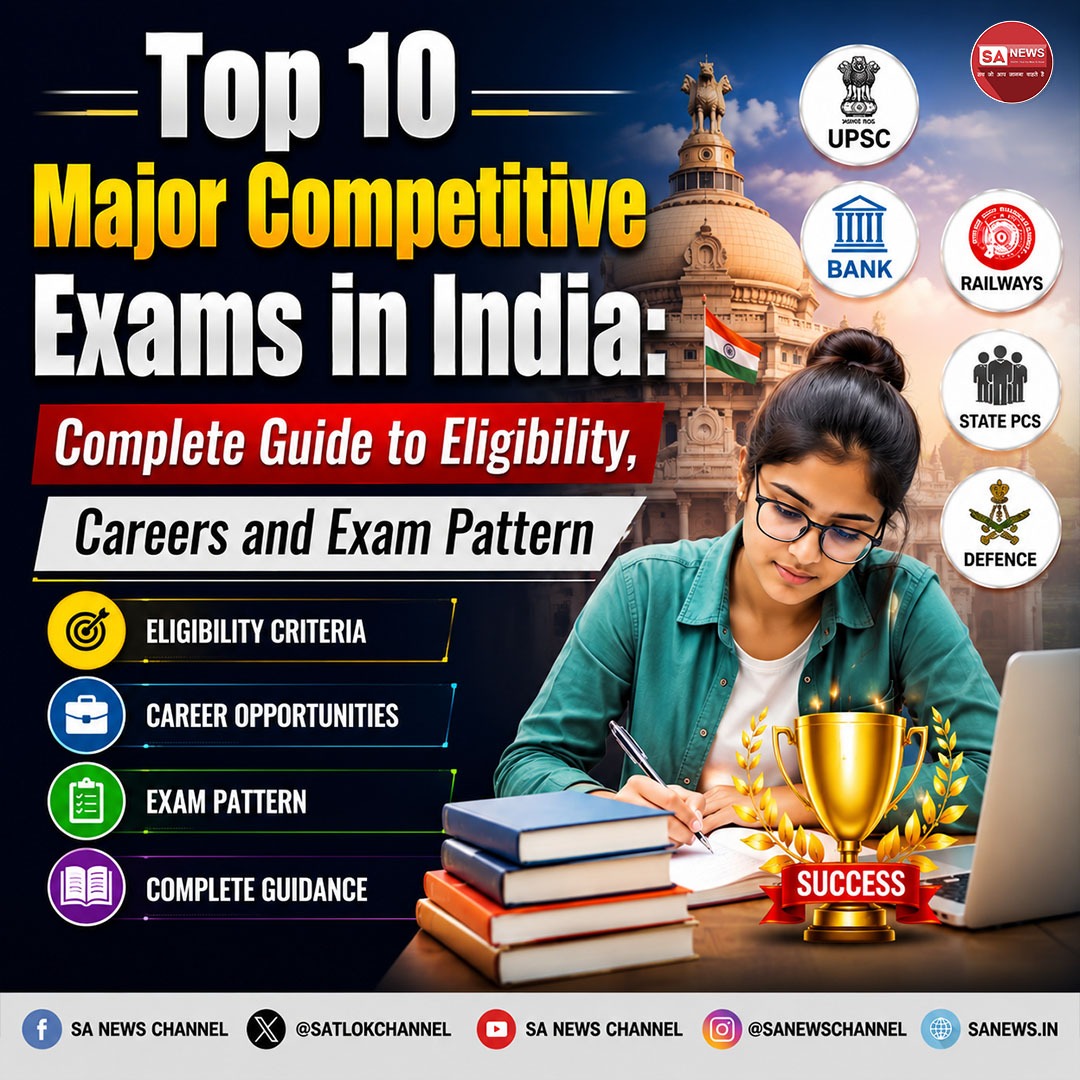 SatlokChannel's tweet photo. Choosing the right competitive exam depends on your career goal, educational qualification and strengths. Major exams in India include UPSC CSE for civil services, JEE Advanced for IIT engineering, NEET-UG for medical courses, GATE for postgraduate engineering and PSU opportunities, CAT for management, CLAT for law, CA for accountancy, NDA for defence services, UGC NET for teaching and research, and IBPS/SBI PO for banking careers. Before applying, always check the latest official notification for eligibility, age criteria, syllabus, exam pattern and selection process: https://t.co/h86ELaXSbT | Read on Instagram: Link in Bio

#UPSC #JEEAdvanced #NEET #GATE #CAT #NDA #CLAT #CompetitiveExams