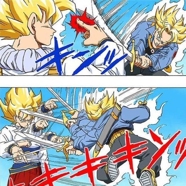 BADMAN9o00's tweet photo. Goku with a sword 
              Vs 
Luffy with a sword https://t.co/6rgFFV5j9r