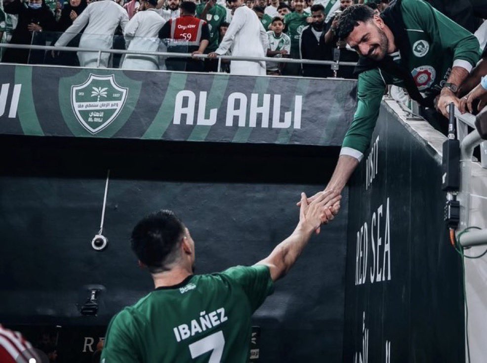 b_cy59's tweet photo. Defenders at heart, Al Ahli at heart above all else. 💚 Demiral &amp; Ibañez https://t.co/lxjiAdMjMC